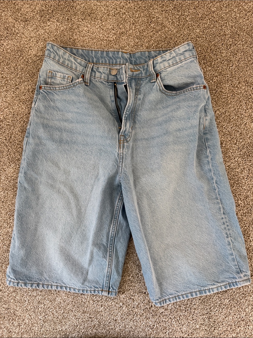 HM Light Blue Denim baggy Bermuda Shorts